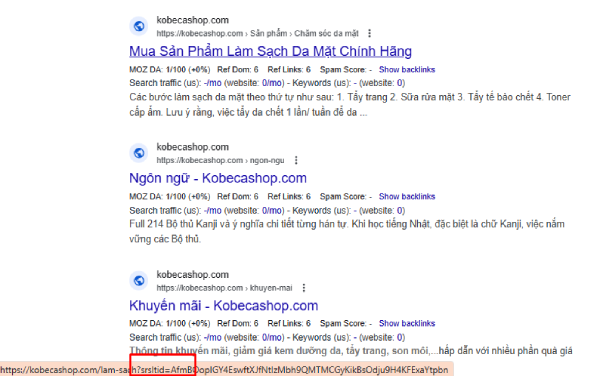 Chuỗi ?srsltid xuất hiện trong URL