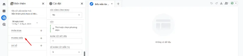 Nhấp vào biểu tượng “ + ” bên cạnh “Phương diện”